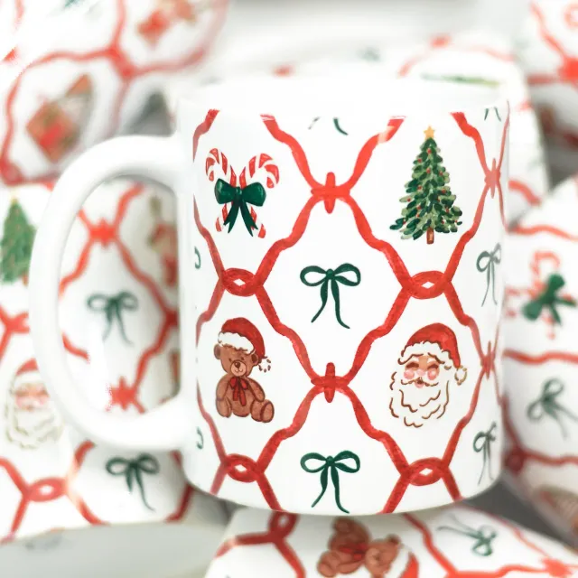 Mugsby Christmas Friends krus 11 oz hvid lattice jul