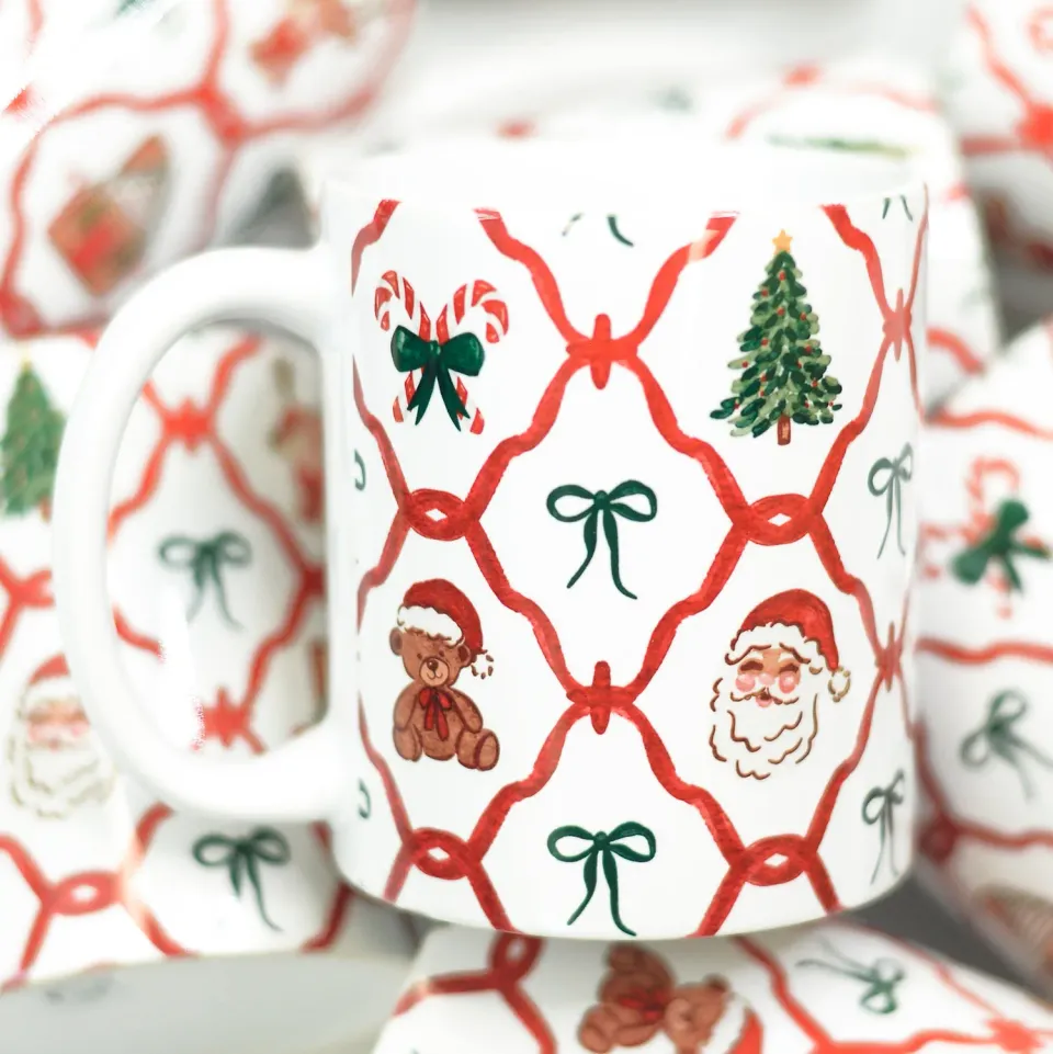 Mugsby Christmas Friends krus 11 oz hvid lattice jul