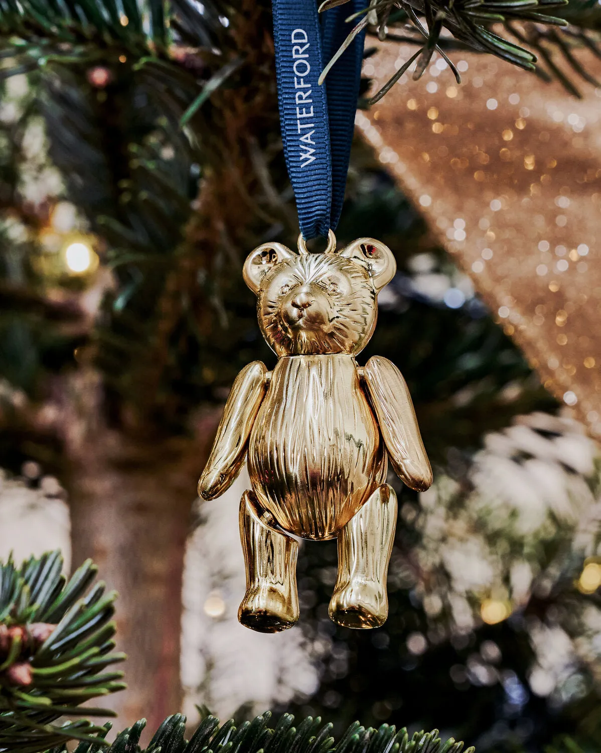 Waterford julepynt bamse guld metal