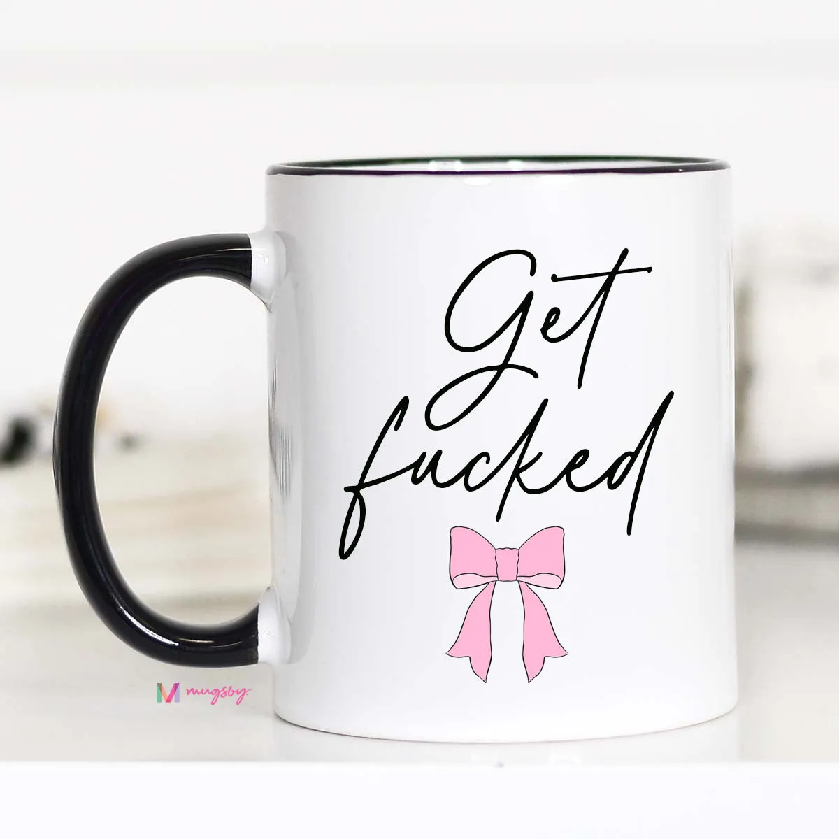 Mugsby Get Fucked Pink Bow coquette krus 325 ml