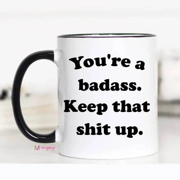 Mugsby You are a Badass kop 325 ml hvid motivation