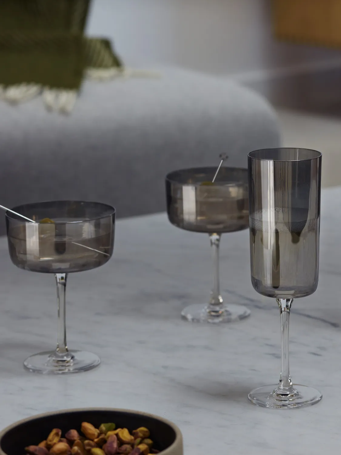 LSA Lunar Champagne Flute glas grå 2 stk