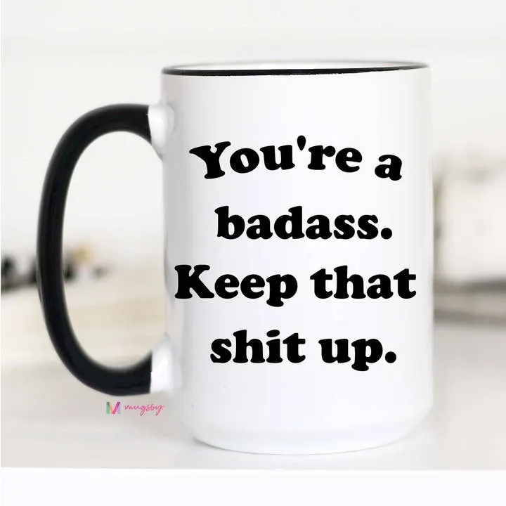 Mugsby You are a Badass kop 325 ml hvid motivation