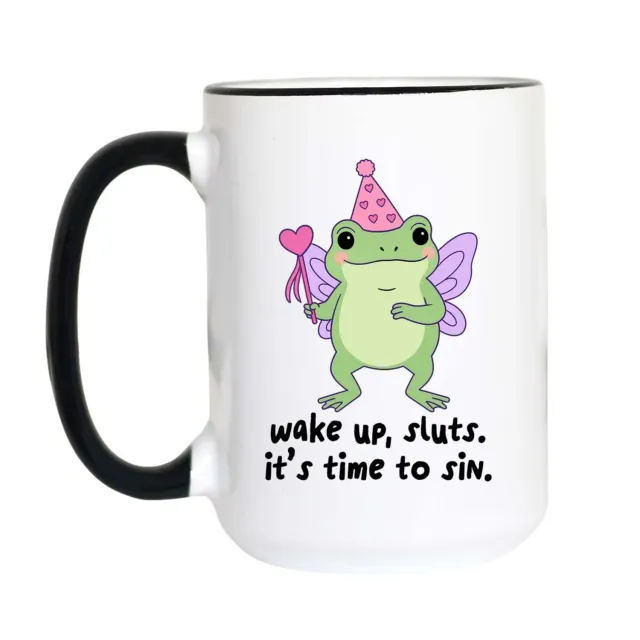 Mugsby Wake Up Sluts frø krus hvid 325 ml
