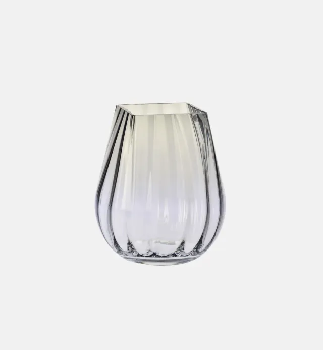Krosno Heavy Ribbed vase røget glas 25,5 cm riflet