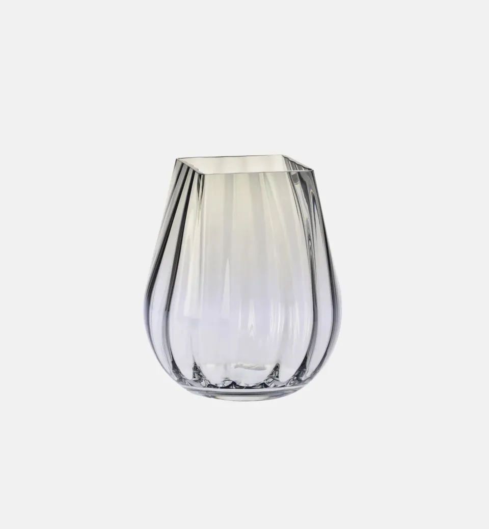 Krosno Heavy Ribbed vase røget glas 25,5 cm riflet