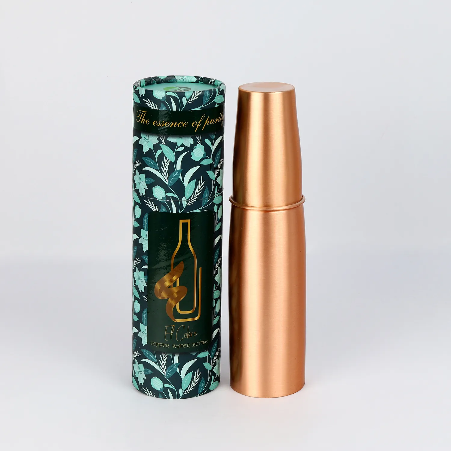 El'Cobre Elegant kobberflaske 1L med glas kobber