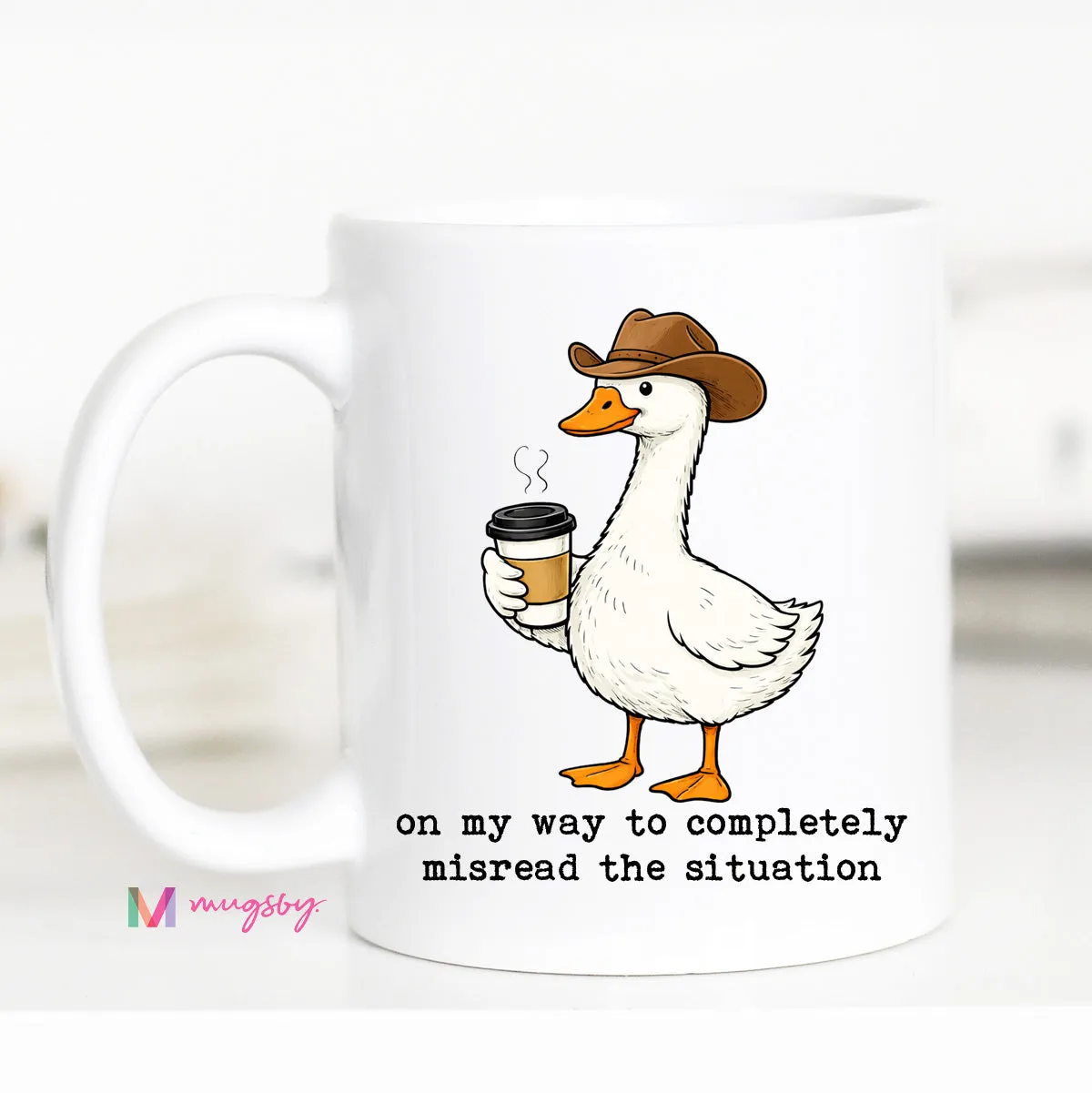 Mugsby Funny Goose keramik kop 325 ml hvid
