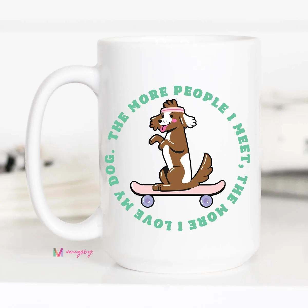 Mugsby Dog krus 325 ml hvid hundeelsker tekst