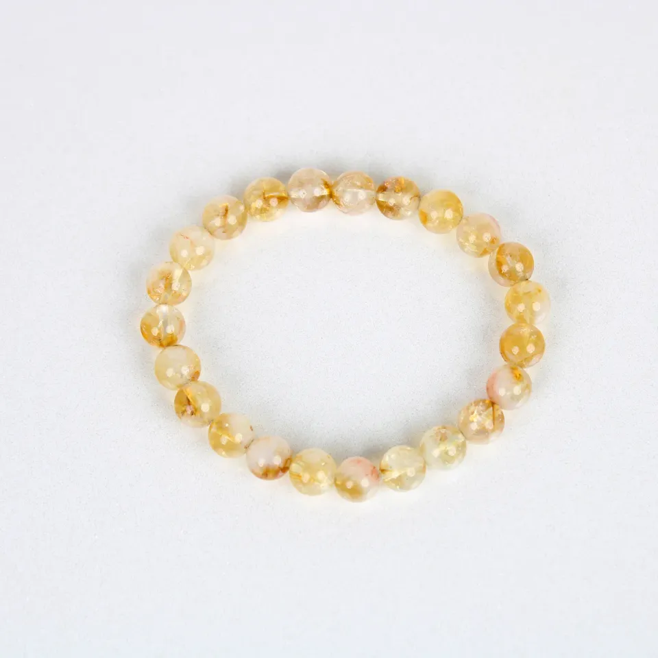 El'Cobre Citrine 8mm krystalarmbånd naturlig sten