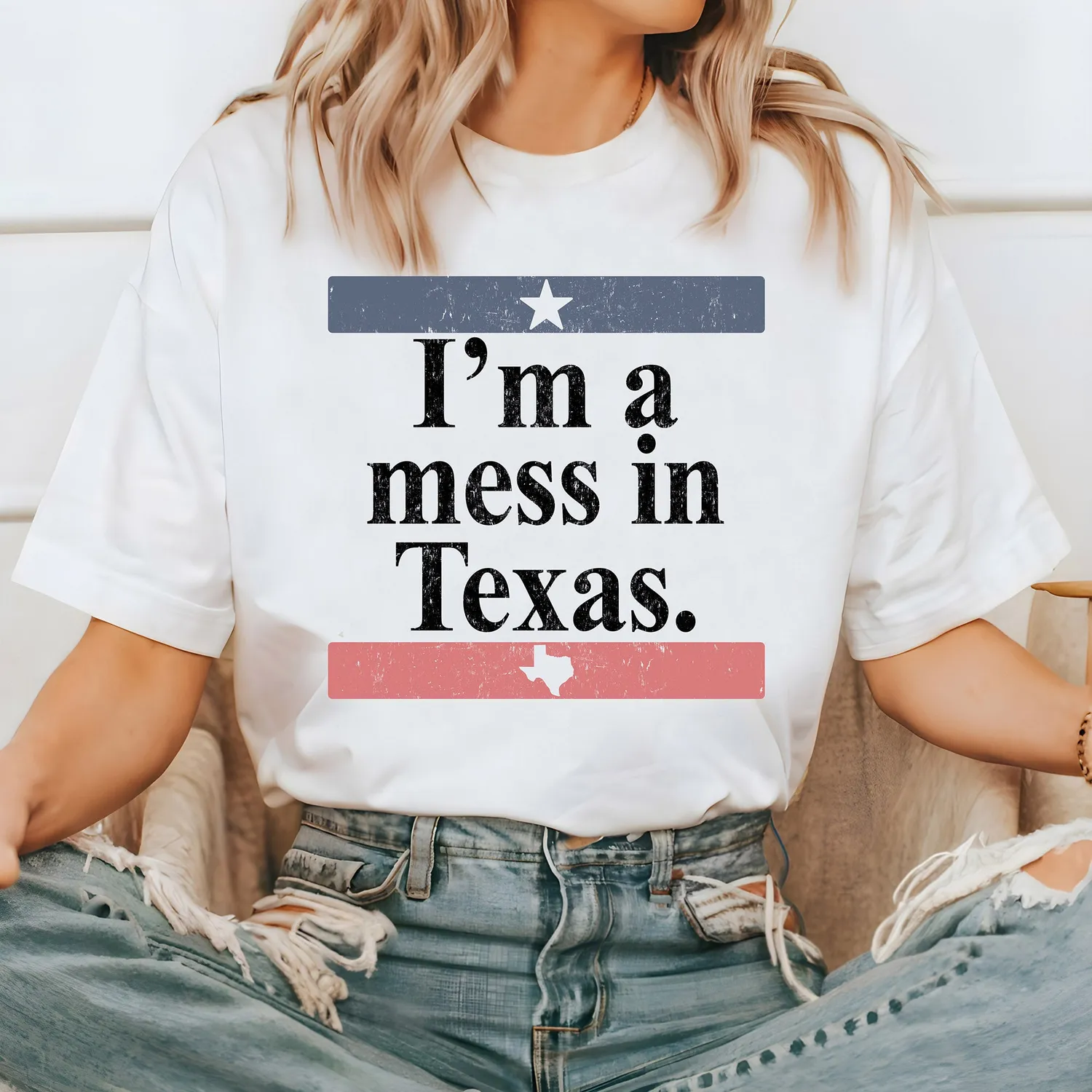 Mugsby I'm a Mess in Texas t-shirt Small grafisk