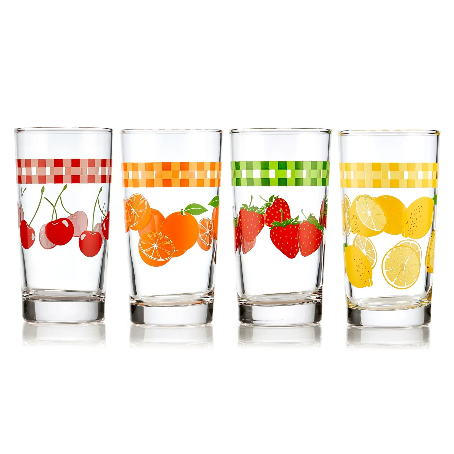 Libbey Vintage juiceglas 325 ml sæt med 4 frugtmotiv