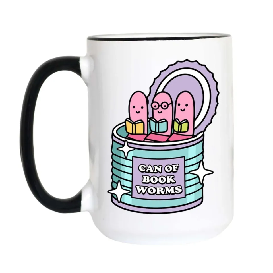Mugsby Can of Book Worms krus 325 ml hvid sjov