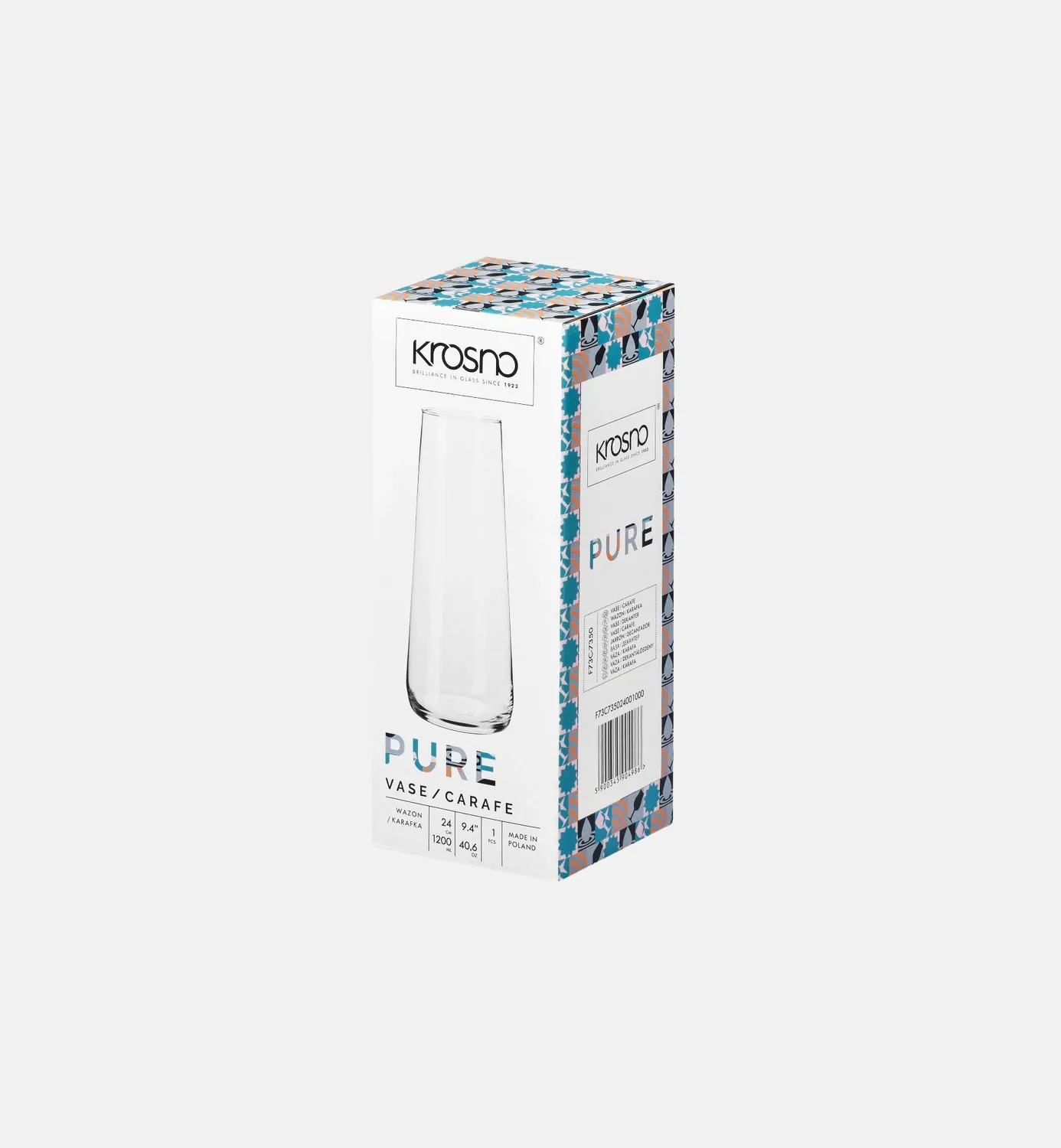 Krosno Pure vase 24 cm 1,2 l klart glas