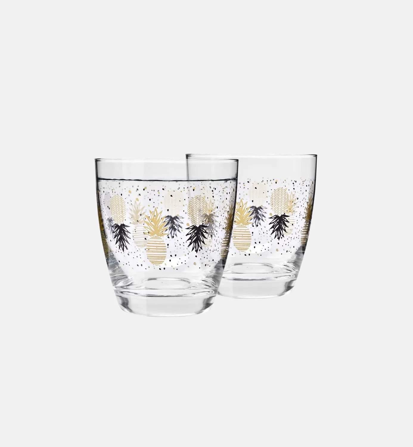 Krosno Pineapples glas 370 ml sort guld dekor