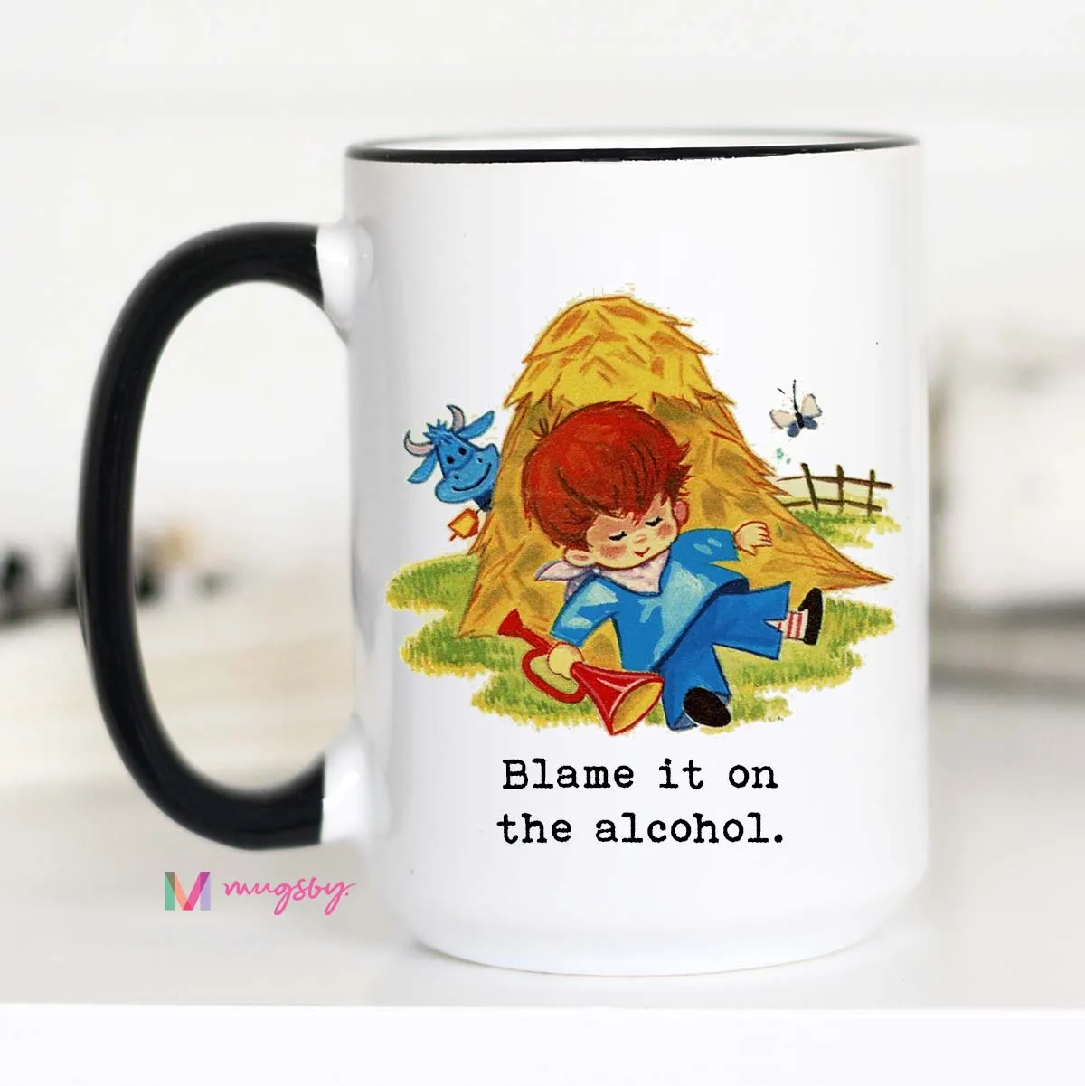 Mugsby Blame It on the Alcohol krus hvid 325 ml