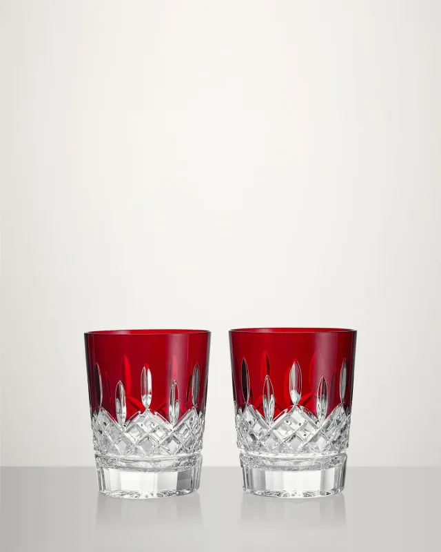 Waterford Lismore Red Double Old Fashioned whiskyglas 2 stk rød krystal