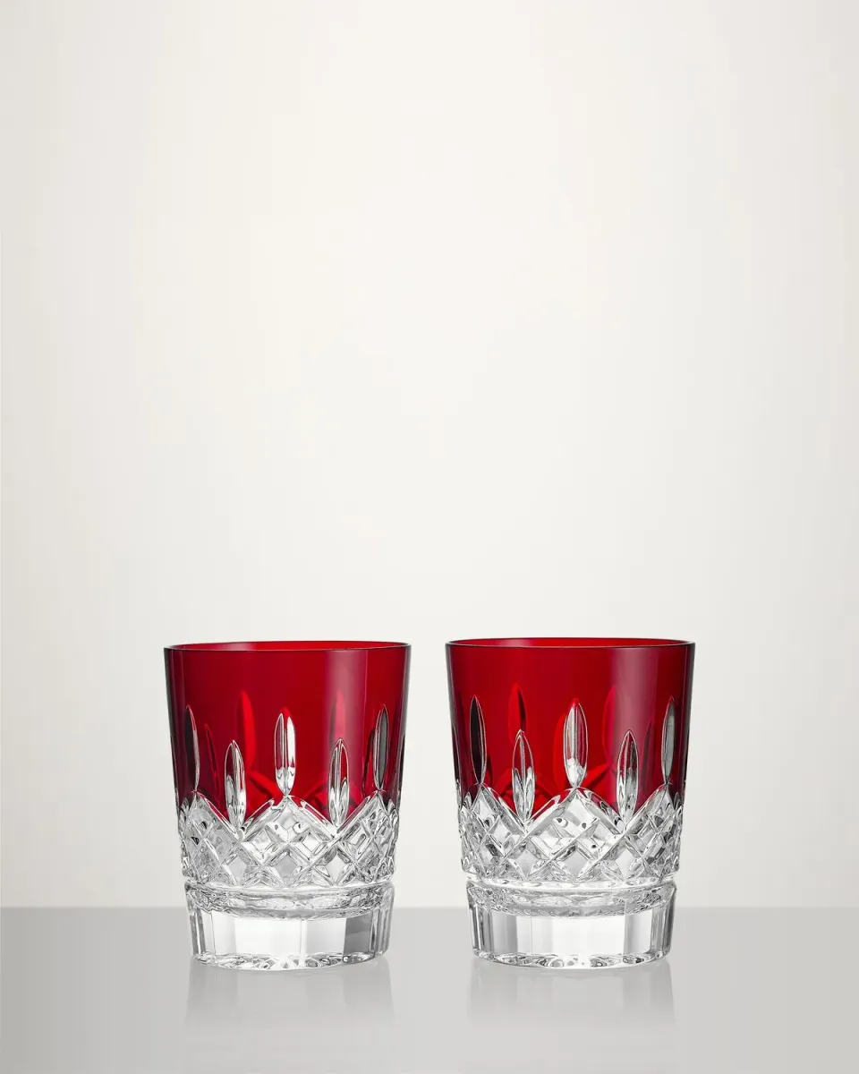 Waterford Lismore Red Double Old Fashioned whiskyglas 2 stk rød krystal