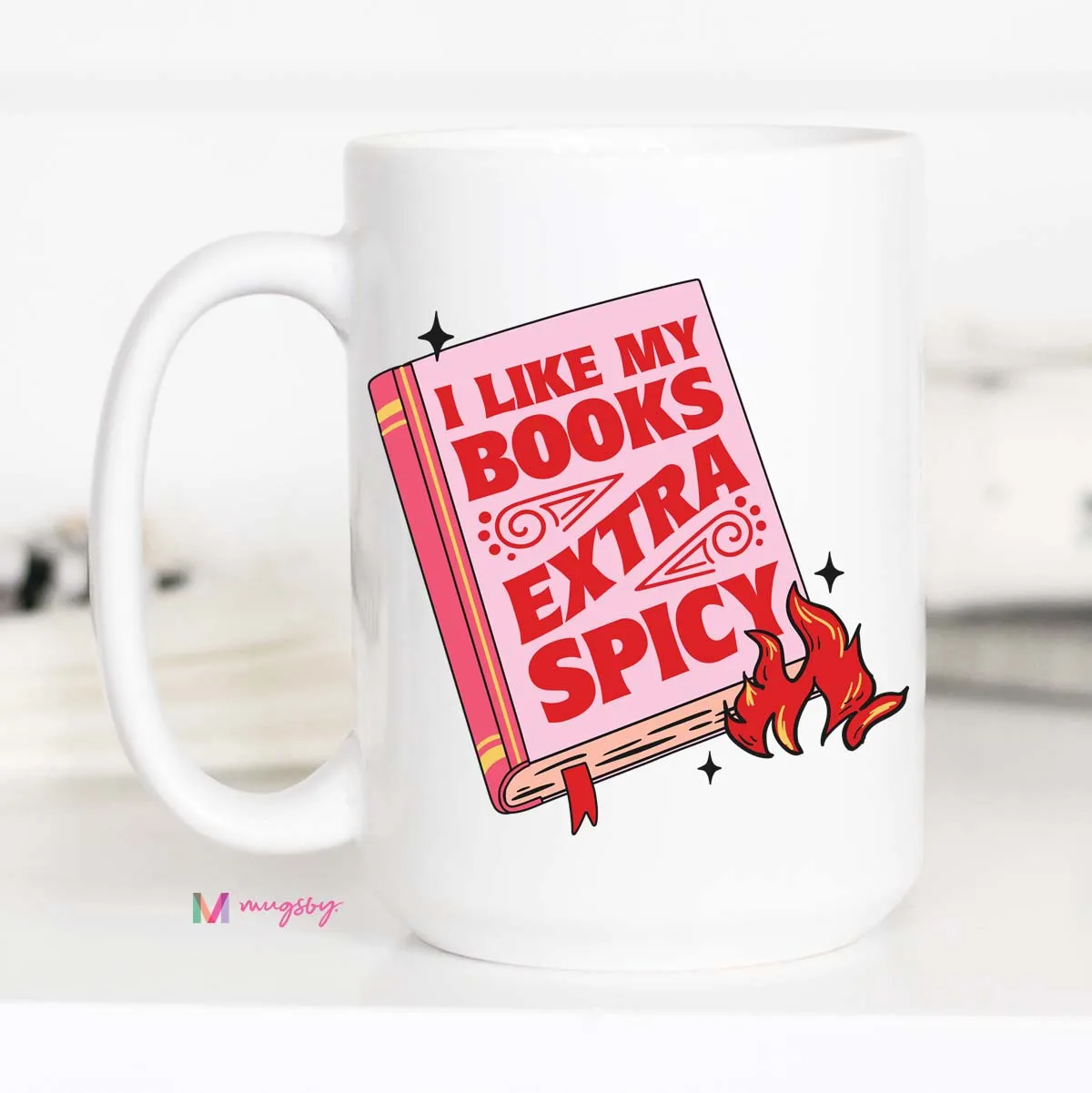 Mugsby I Like My Books Extra Spicy krus 325 ml boglyst