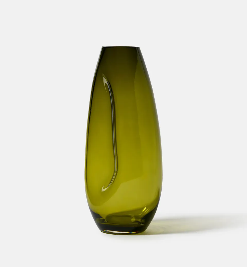 Krosno Flow vase 32 cm oliven mundblæst glas