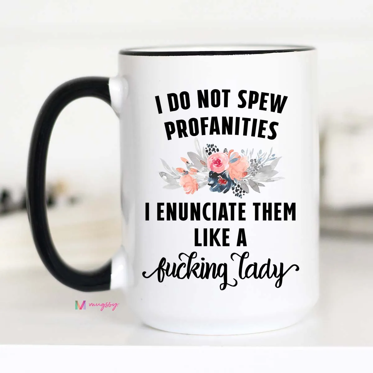 Mugsby Enunciate Lady CM krus 325 ml hvid sjov