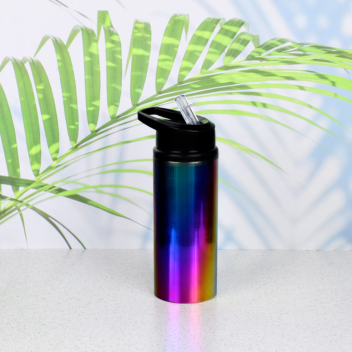 El'Cobre Premium Rainbow Sipper kobberflaske 500 ml regnbue