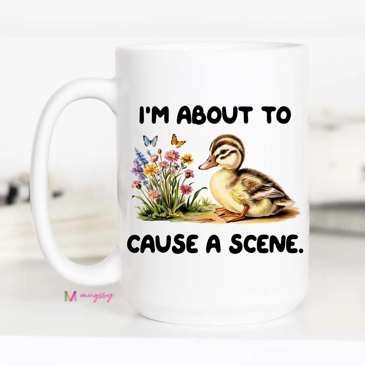 Mugsby Cause a Scene krus 325 ml hvid tekst