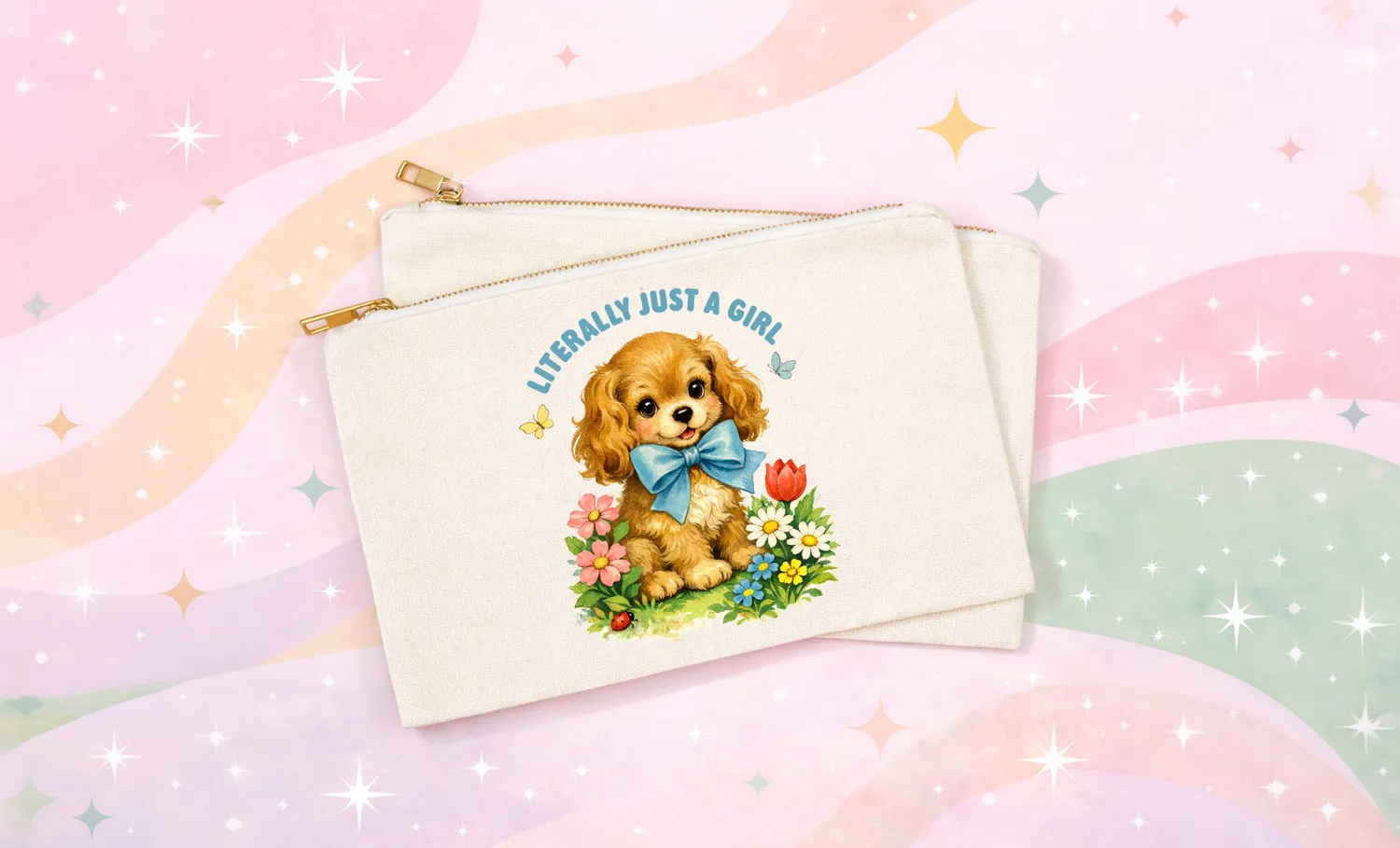 Mugsby Literally Just a Girl Cute Puppy makeup taske natur