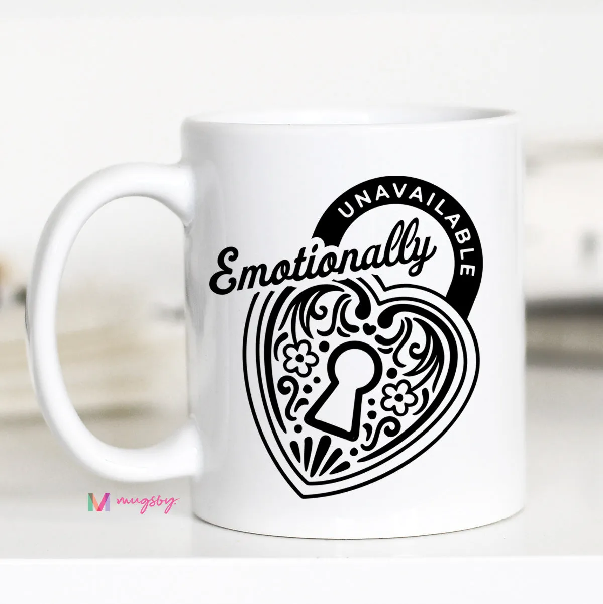 Mugsby Emotionally Unavailable krus hvid 325 ml sjov