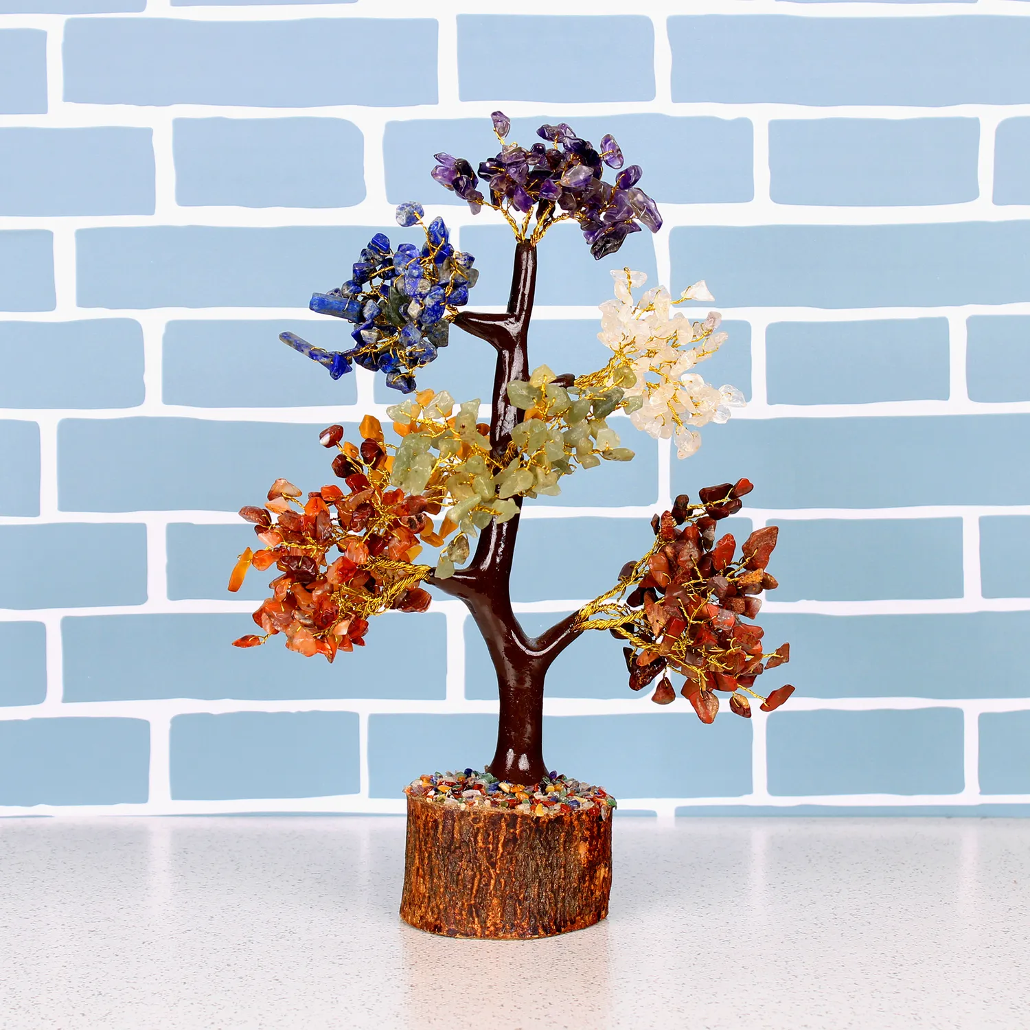 El'Cobre 7 Chakra Crystal Tree krystaltræ 500 perler træfod
