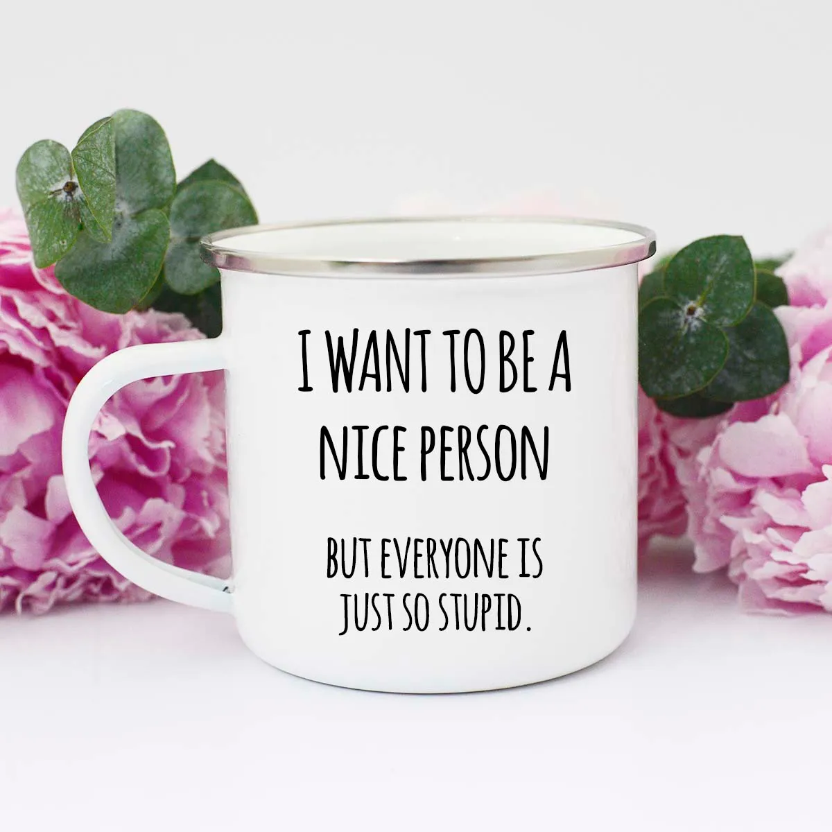 Mugsby I Want to be a Nice Person krus 325 ml hvid sjov