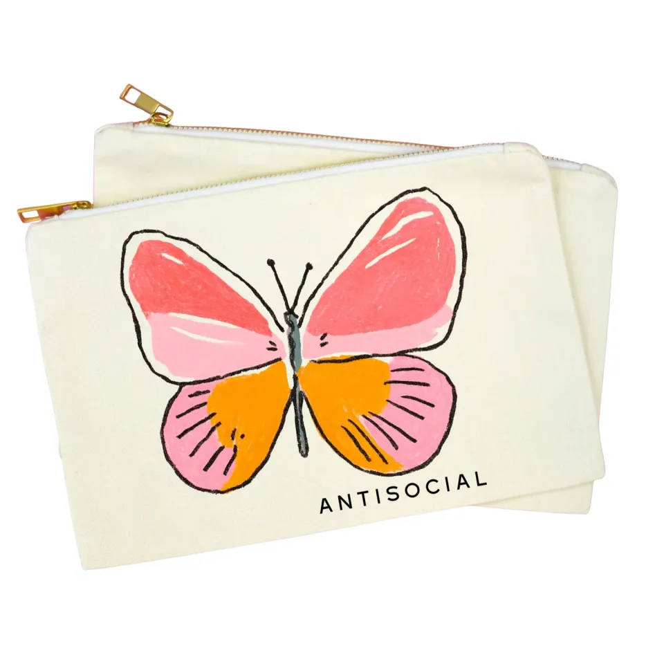 Mugsby Antisocial makeup taske bomuld sommerfugl