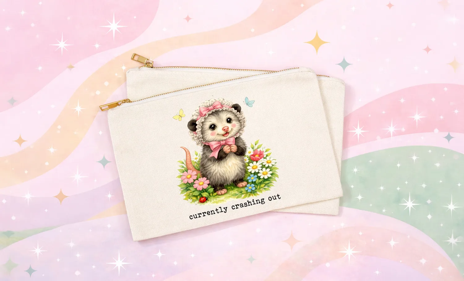 Mugsby Currently Crashing Out toilettaske possum bomuld