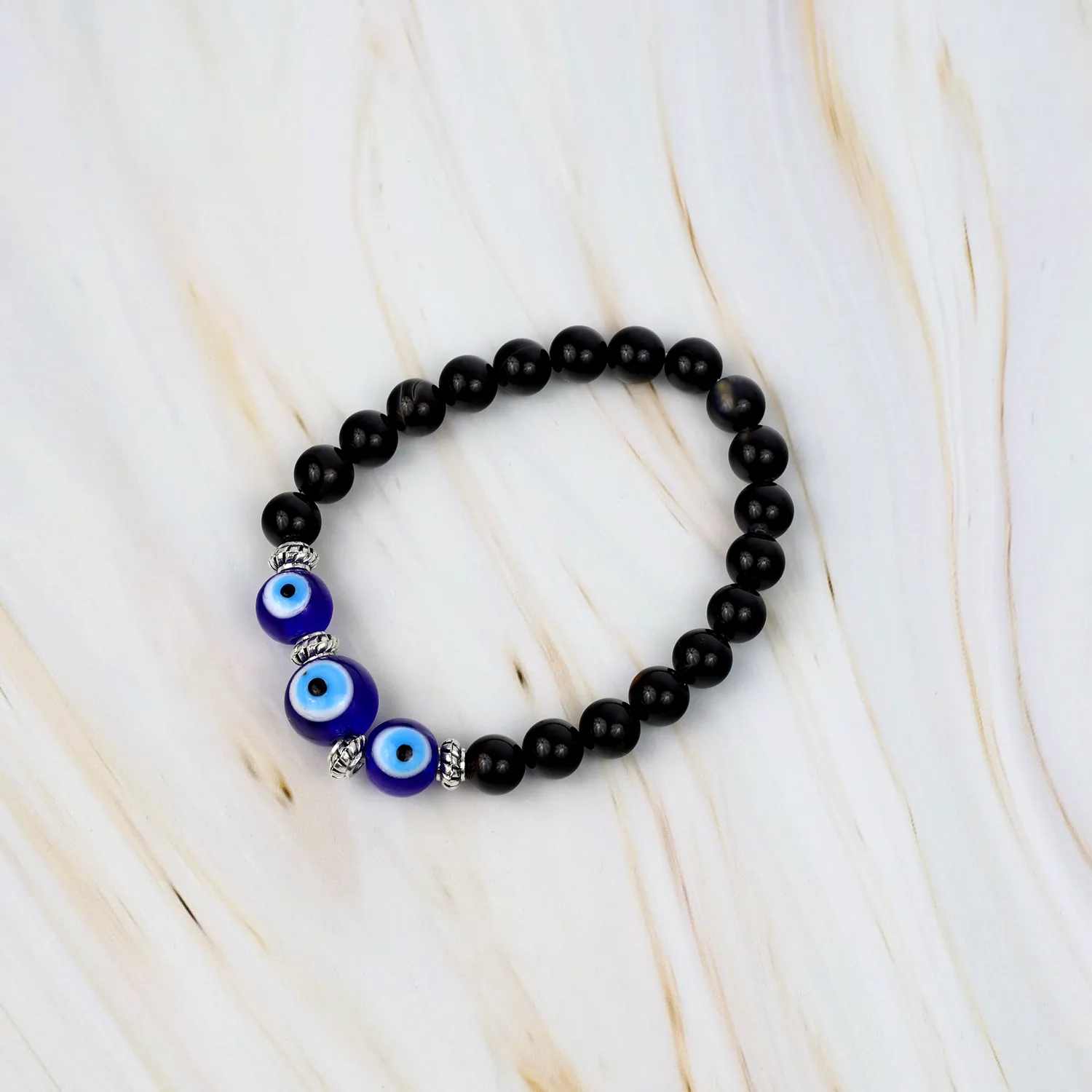 El'Cobre Hakik Evil Eye armbånd onyx sort