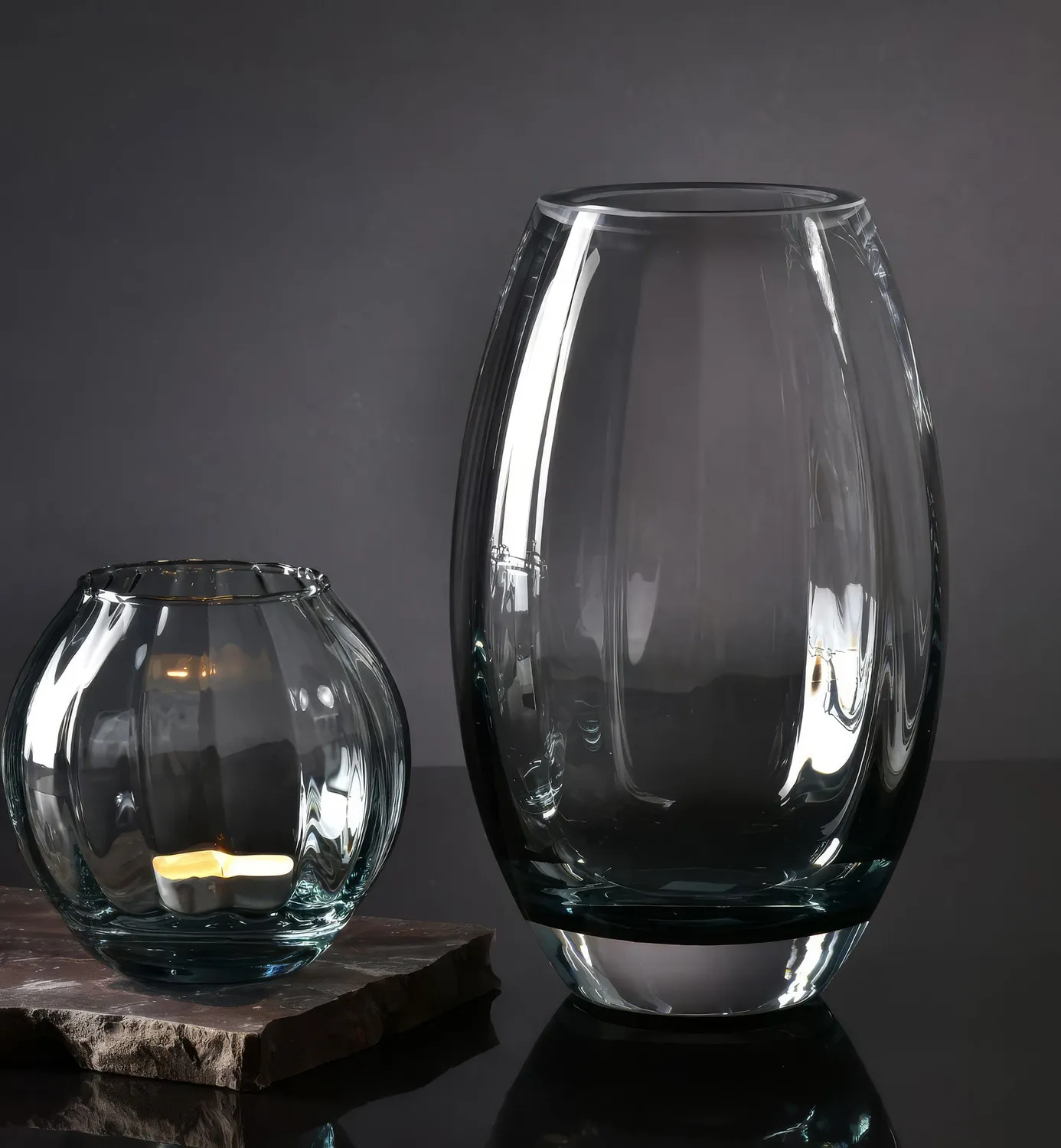 Krosno Gemstone vase 23,5 cm aquamarin krystal
