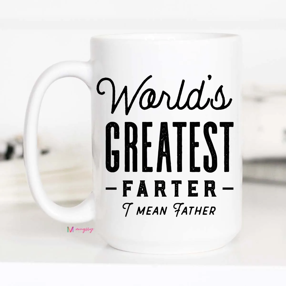 Mugsby World's Greatest Farter krus hvid 325 ml far