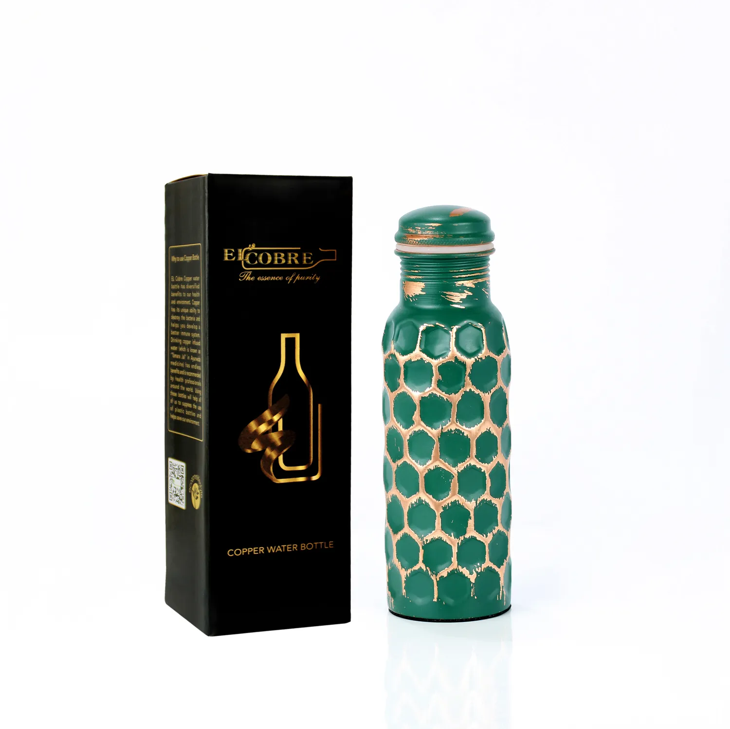 El'Cobre Premium Antique Green Diamond Hammered kobberflaske 700 ml