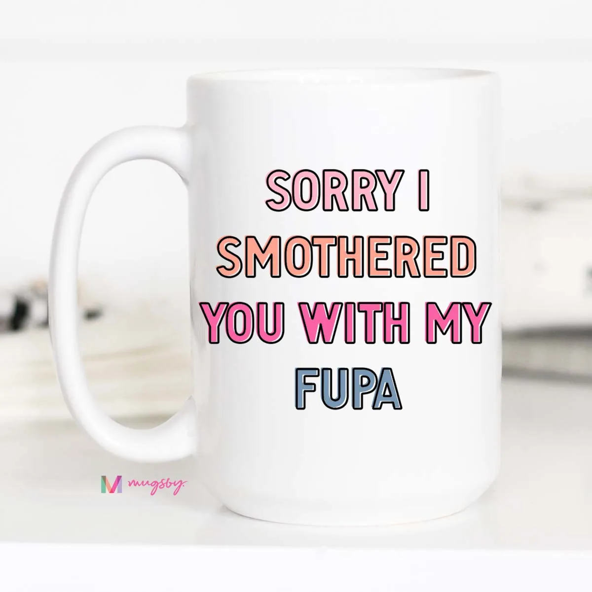 Mugsby Funny FUPA kop 325 ml hvid fræk tekst