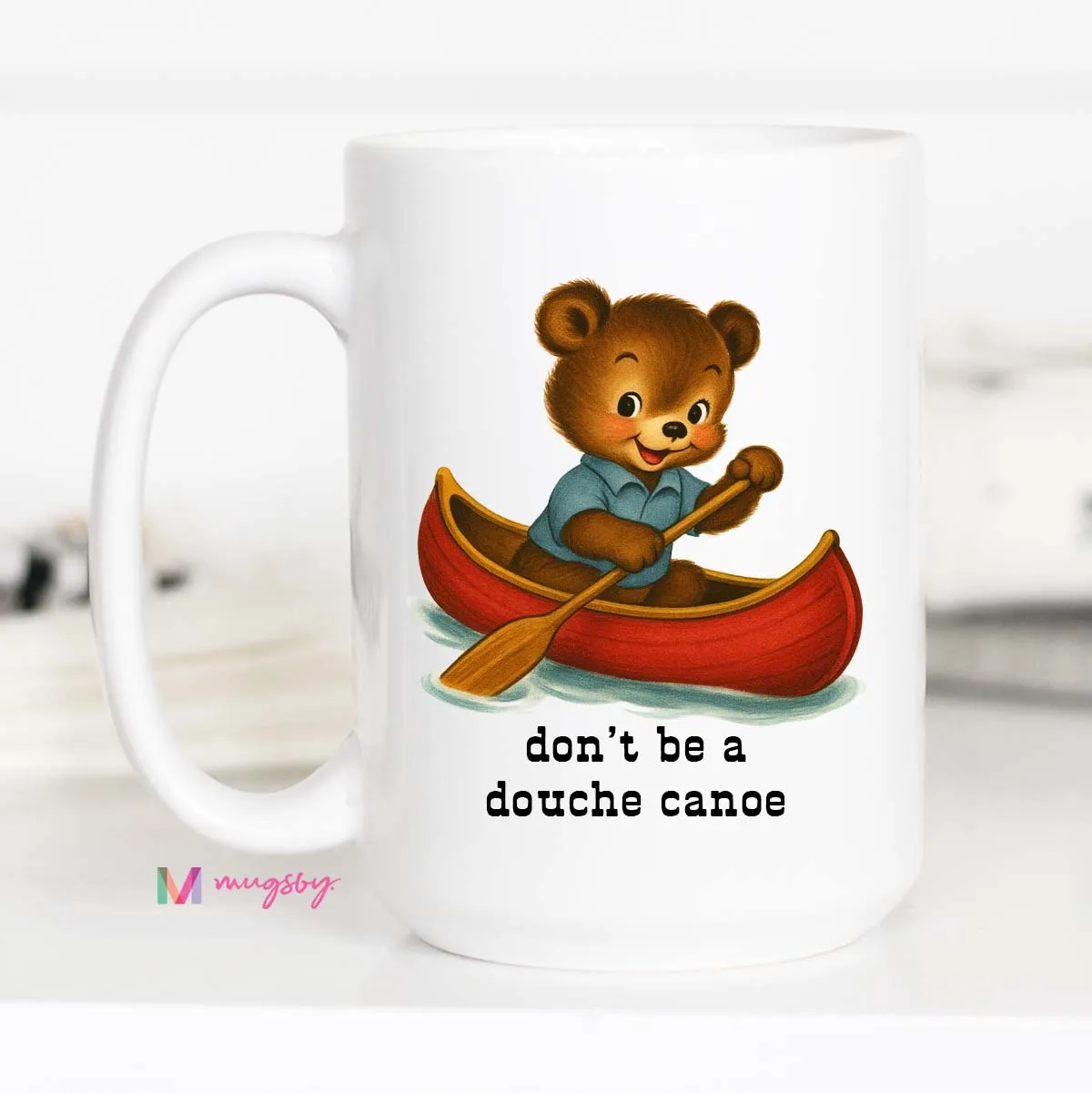 Mugsby Douche Canoe krus hvid 325 ml vintage sjov