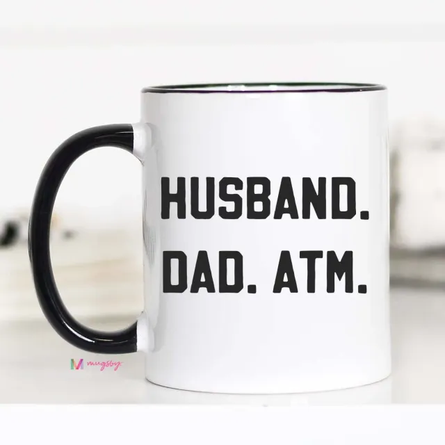 Mugsby Husband Dad ATM kop 11 oz hvid keramik sjov