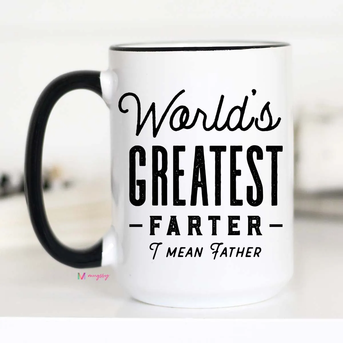 Mugsby World's Greatest Farter krus hvid 325 ml far