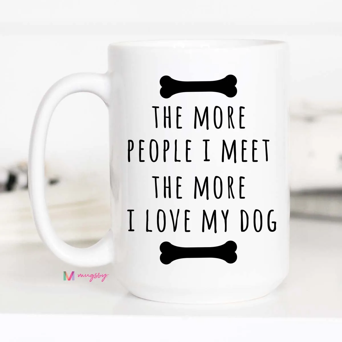 Mugsby Love My Dog krus 325 ml hvid keramik