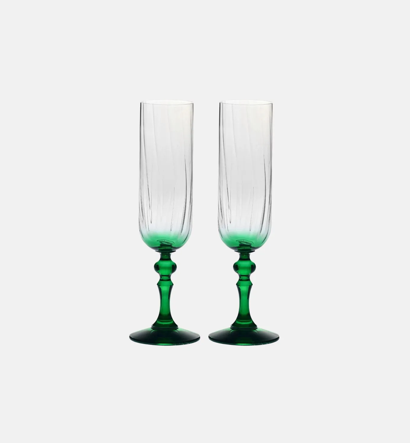 Krosno Ombré champagneglas 200 ml mørkegrøn stilk