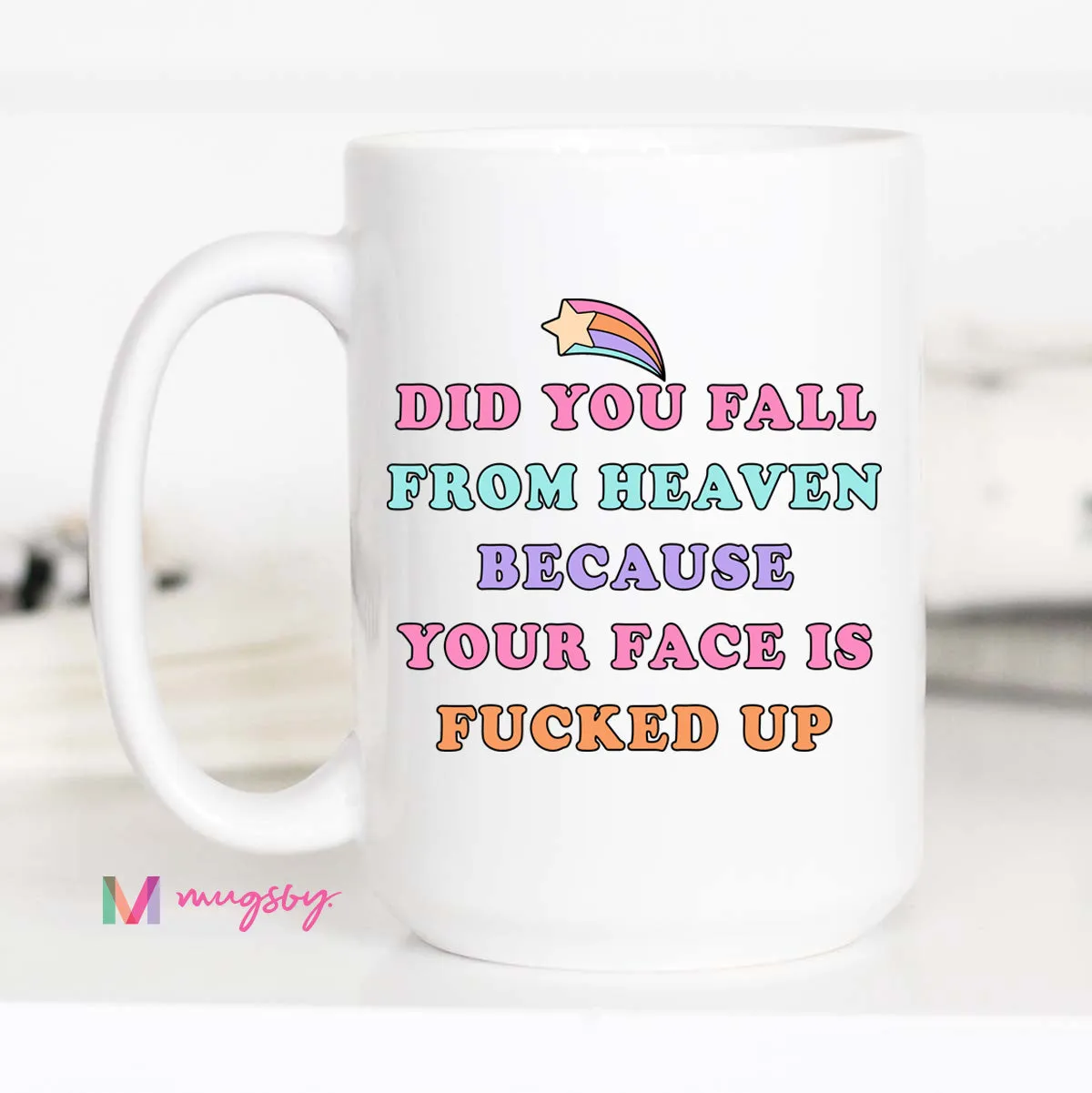 Mugsby Fall from Heaven kop 325 ml hvid sjov