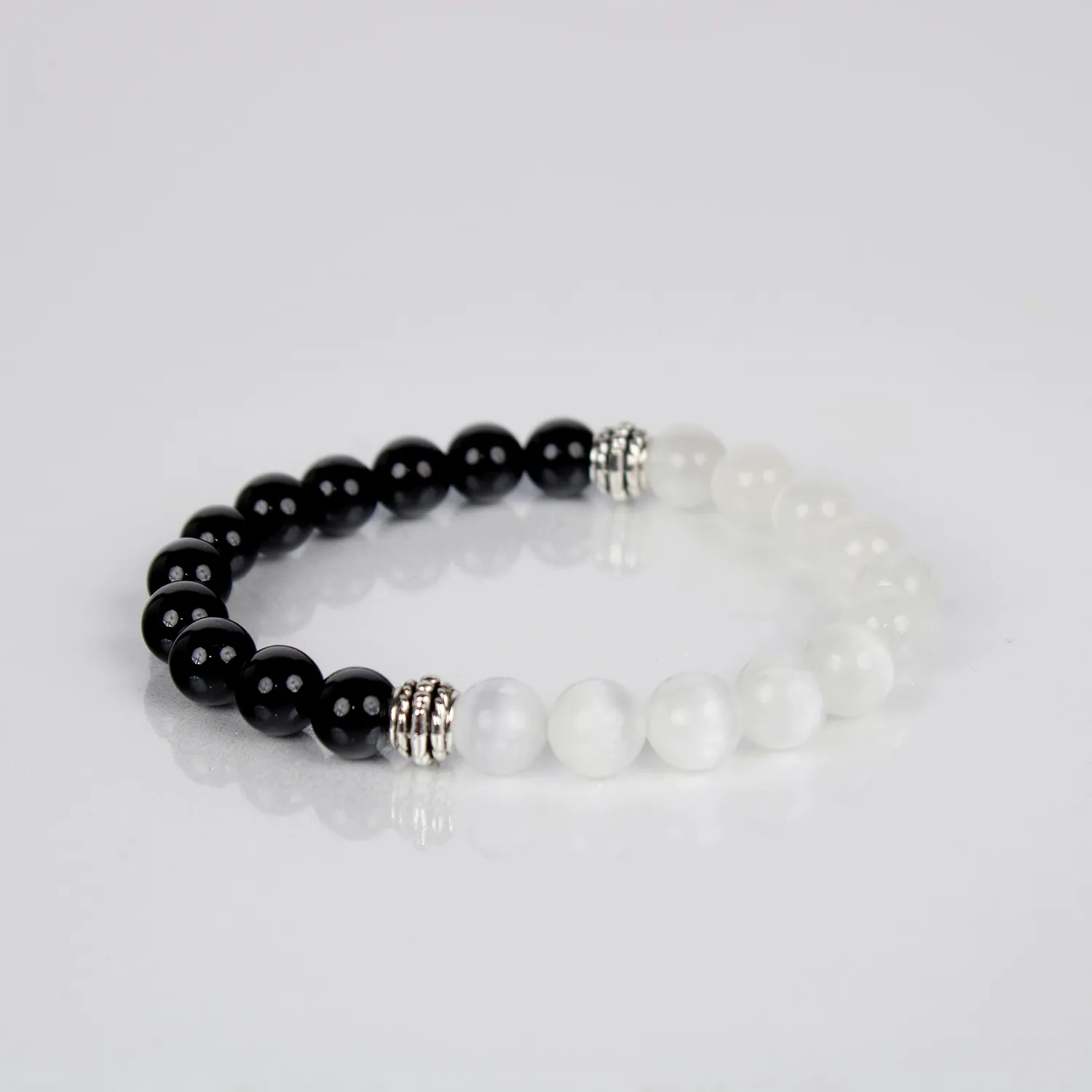 El'Cobre Yin Yang armbånd krystal sort hvid elastik