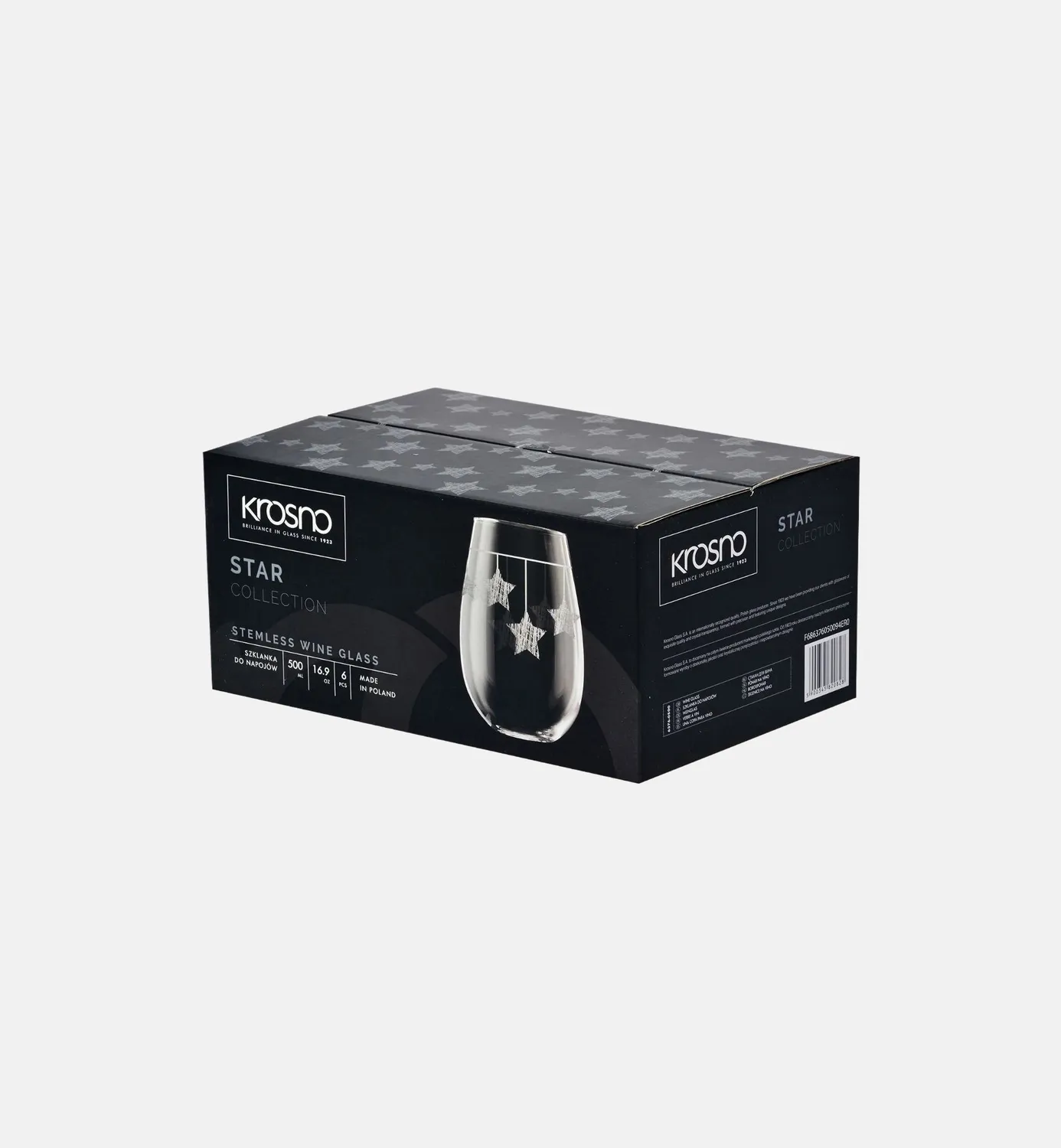 Krosno Star tumbler 500 ml sølv stjerner