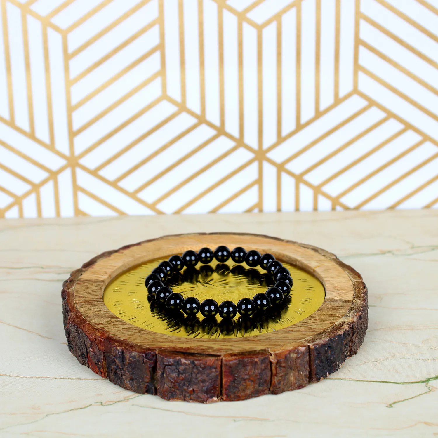 El'Cobre Black Obsidian armbånd 8 mm ægte sten