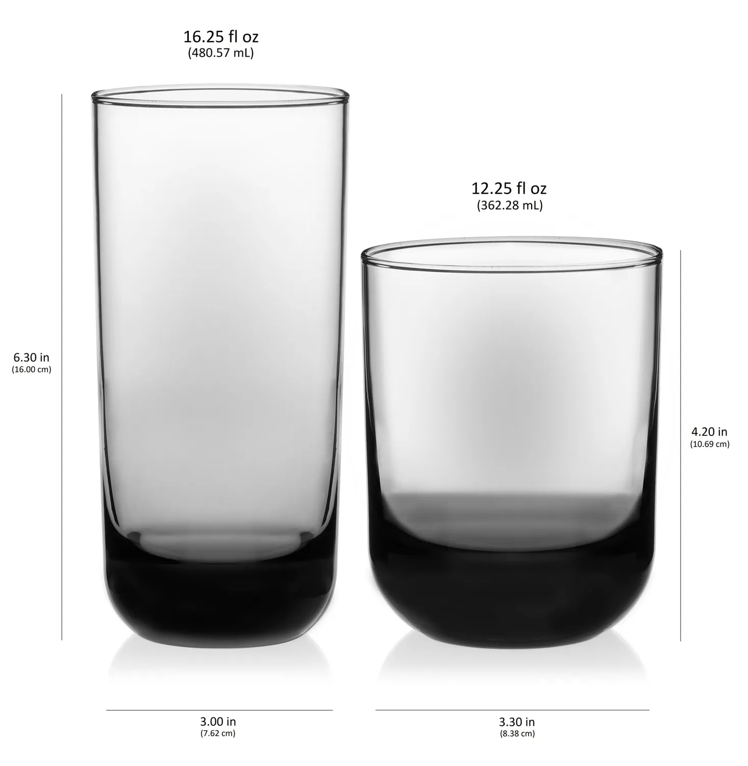 Libbey Polaris drikkeglas 16 stk røgfarvet glas