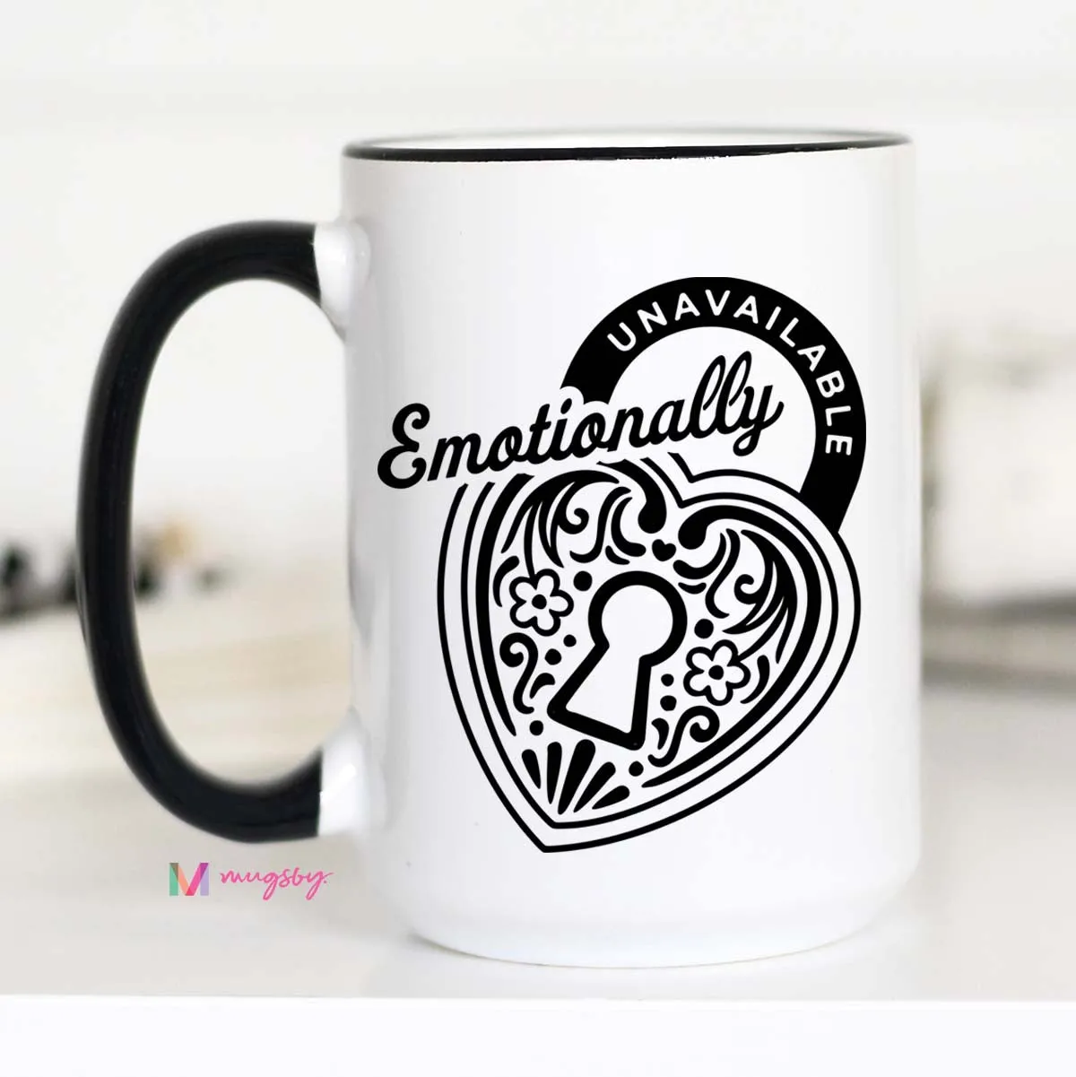 Mugsby Emotionally Unavailable krus hvid 325 ml sjov