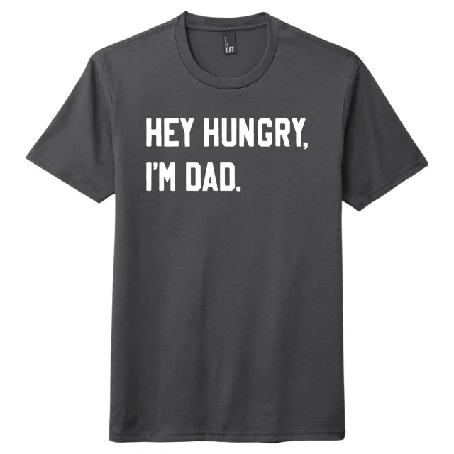 Mugsby Hey Hungry I'm Dad T-shirt charcoal bomuld